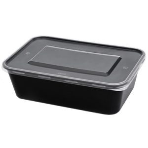 קופסא מלבנית שחורה עם מכסה 650 סמ"ק